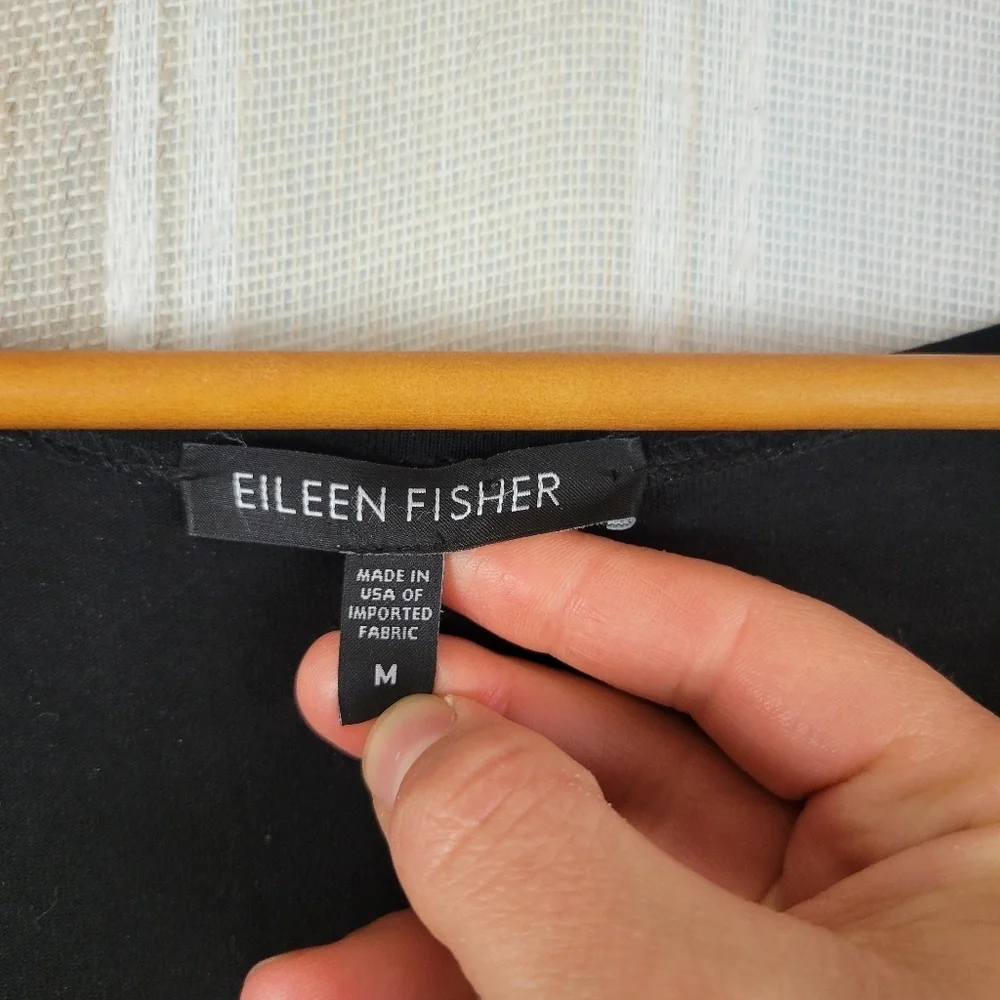 Eileen Fisher Soft Stretch‎ Jersey Knit Little Black Dress Size Medium - Picture 3 of 9